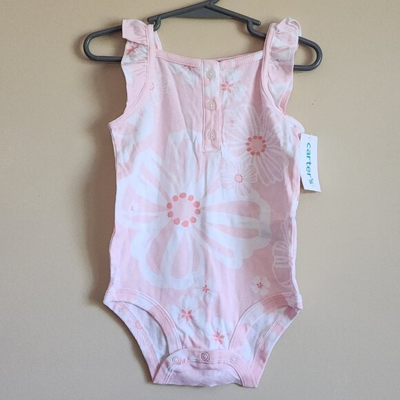 Carters - Pink Floral Bodysuit /Onesie Size 18 Months NWT - Picture 2 of 6